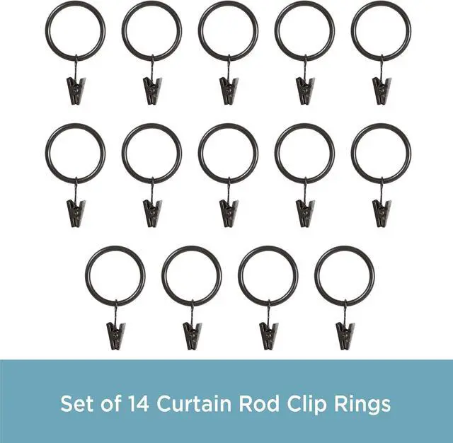 Alt view image 4 of 5 - Kenney Curtain Rings, Durable Black Metal Rings with Smooth Glide, Fits 1"1-1/4" Diameter Curtain Rods, Oil Rubbed Bronze, 14-Pack