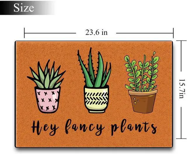 Alt view image 3 of 4 - Accssoey Funny Door Mat, Hey Fancy Plants Spring Entrance Way Non Slip Backing Funny Doormat Indoor Outdoor Rug 16" W x 24" L
