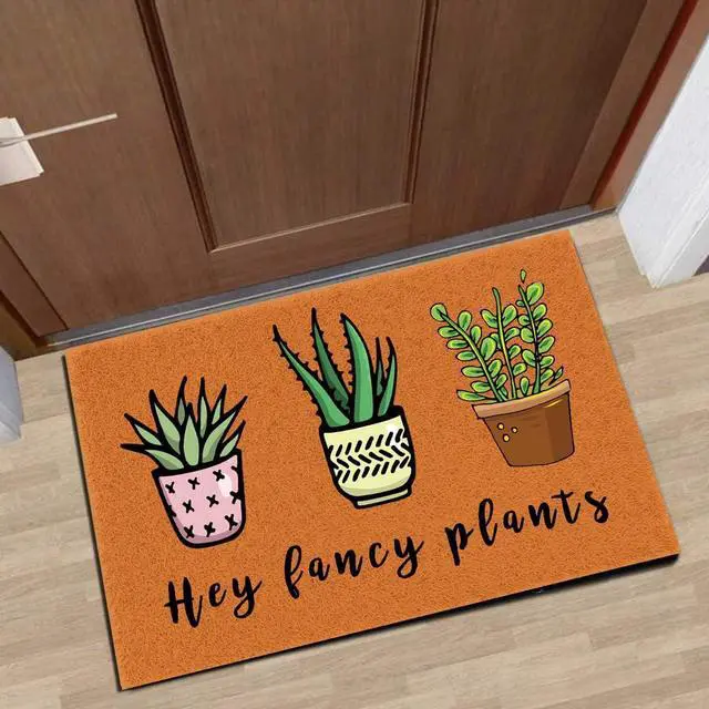 Alt view image 2 of 4 - Accssoey Funny Door Mat, Hey Fancy Plants Spring Entrance Way Non Slip Backing Funny Doormat Indoor Outdoor Rug 16" W x 24" L