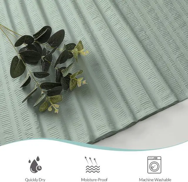 Alt view image 6 of 7 - Aiyufeng Moga Sage Green Shower Curtain - 3D Embossed Textured Shower Curtains for Bathroom, Luxury Polyester Cloth Bath Curtain, 72Wx72H, Green