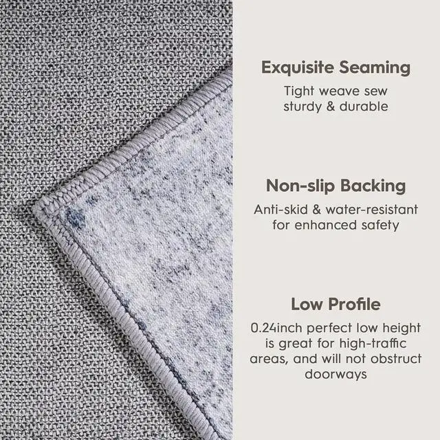 Alt view image 5 of 6 - Eleisa Modern Abstract 2x3 Entryway Rug, Grey & Light Blue, Non-Slip Washable Indoor Door Mat, Low Pile Small Rugs for Entryway, Bedroom, Kitchen and Bathroom