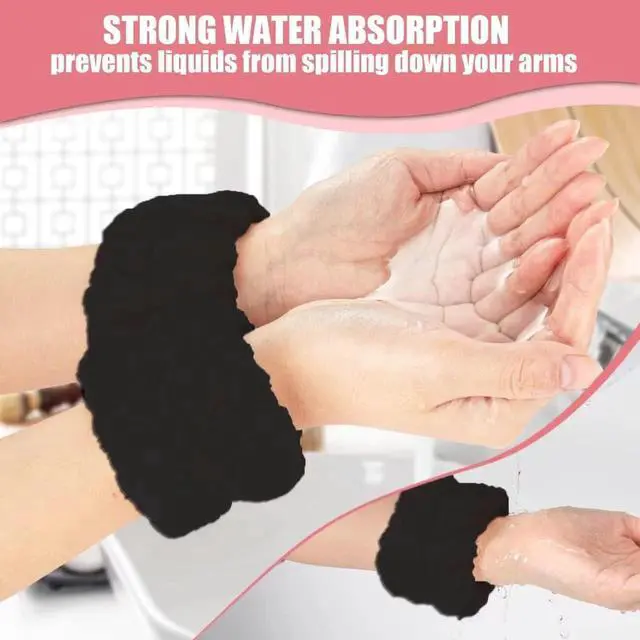 Alt view image 5 of 6 - 8Pcs Anmieciu Microfiber Spa Wristbands - Wrist Towels for Face Washing, Arm Bands to Prevent Liquid Spilling (Black)
