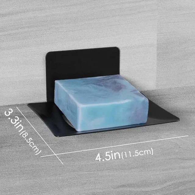 Alt view image 2 of 7 - Soap Dish for Shower, 5 Slot Self-Adhesive Soap Holder for Bathroom, Wall Mounted Shower Soap Holder, Stainless Steel Soap Tray Black