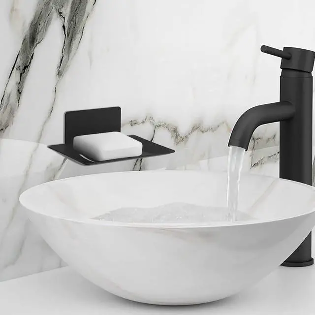 Alt view image 5 of 7 - Soap Dish for Shower, 5 Slot Self-Adhesive Soap Holder for Bathroom, Wall Mounted Shower Soap Holder, Stainless Steel Soap Tray Black