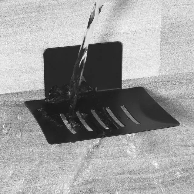 Alt view image 6 of 7 - Soap Dish for Shower, 5 Slot Self-Adhesive Soap Holder for Bathroom, Wall Mounted Shower Soap Holder, Stainless Steel Soap Tray Black
