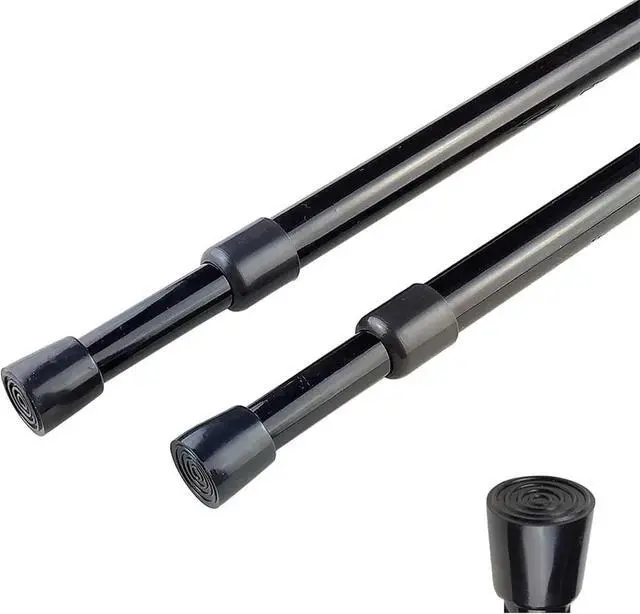 Main image of AIJIEGUANG 2pcs Spring Tension Curtain Rod28-43 Inches Adjustable Expandable Pressure Black Curtain Tension Rods For Kitchen, Bathroom, Window,Home