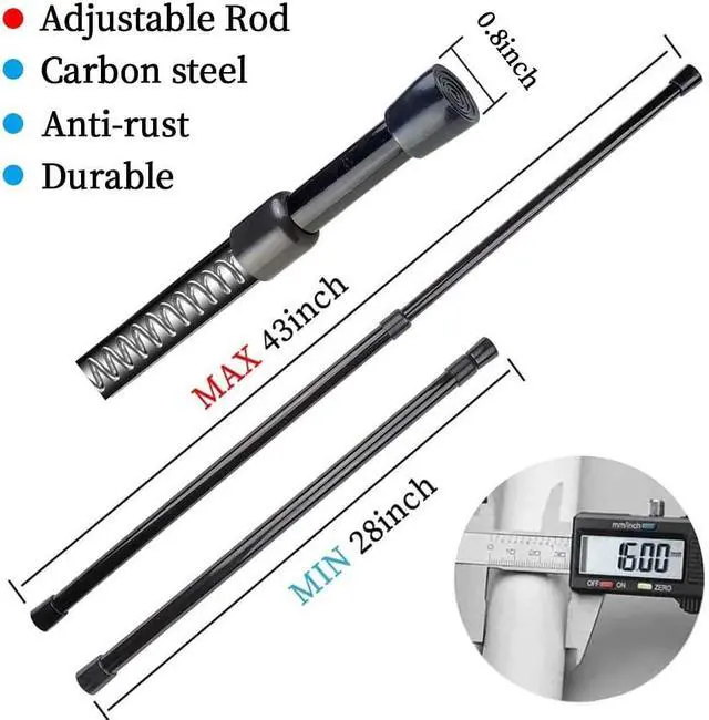 Alt view image 2 of 7 - AIJIEGUANG 2pcs Spring Tension Curtain Rod28-43 Inches Adjustable Expandable Pressure Black Curtain Tension Rods For Kitchen, Bathroom, Window,Home