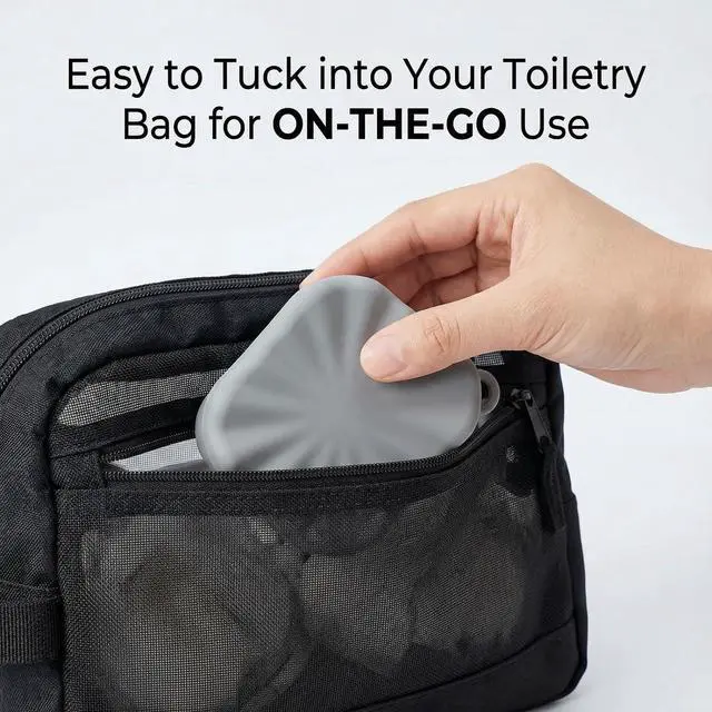 Alt view image 2 of 6 - Leakproof Travel Soap Case, Elimeta Square Silicone Soap Container with Lid Shatterproof Shower Holder Bar for Bathroom Camping Outdoor (Gray)