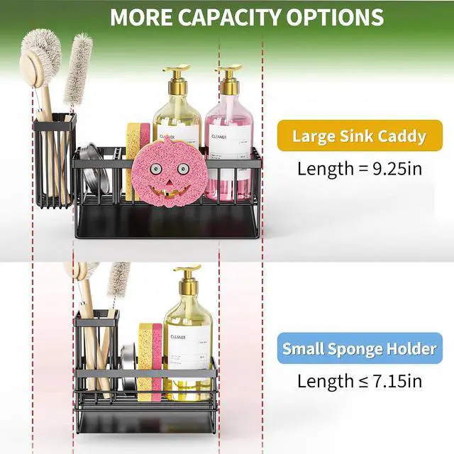 Alt view image 4 of 6 - Cisily Sponge Holder for Kitchen Sink, Smiley Face Sink Caddy with Removable Brush Holder,Self-Draining Sponge Caddy for Sponge,Soap,Dish Brush,Scrubber,Kitchen Essentials and Gadgets