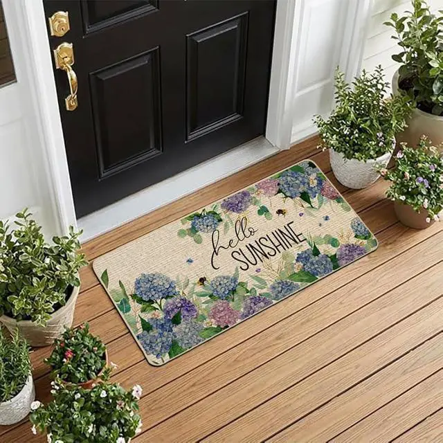 Alt view image 2 of 7 - Baccessor Spring Summer Doormat 17x29 inch, Hydrangea Welcome Door Mat Rug for Floor Non Slip Rubber Backing Holiday Decor for Indoor Outdoor
