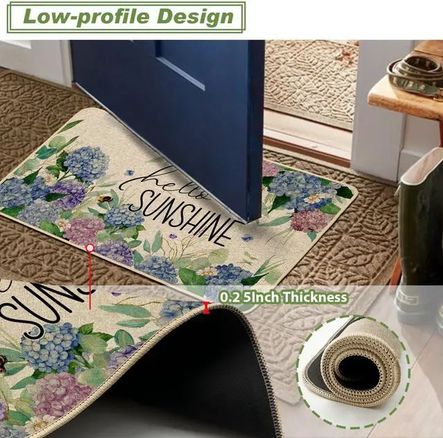 Alt view image 4 of 7 - Baccessor Spring Summer Doormat 17x29 inch, Hydrangea Welcome Door Mat Rug for Floor Non Slip Rubber Backing Holiday Decor for Indoor Outdoor