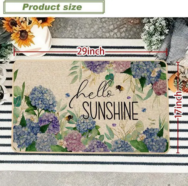 Alt view image 3 of 7 - Baccessor Spring Summer Doormat 17x29 inch, Hydrangea Welcome Door Mat Rug for Floor Non Slip Rubber Backing Holiday Decor for Indoor Outdoor