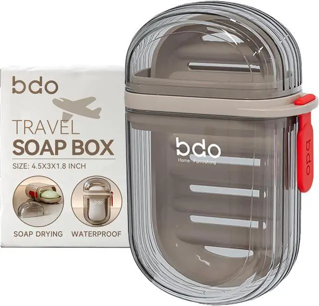 Main image of PEISAINOX Travel Soap Case, Leakproof Soap Container with Lid, Portable Bar Soap Holder for Traveling, Soap Dish for Bathroom, Shower, Gym, School, Camping, Vacation, Outdoor-Transparent-Black