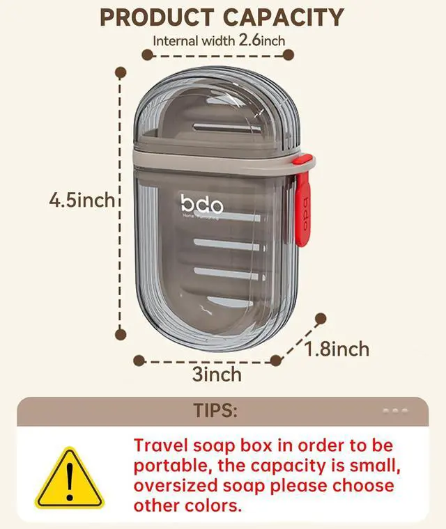 Alt view image 4 of 7 - PEISAINOX Travel Soap Case, Leakproof Soap Container with Lid, Portable Bar Soap Holder for Traveling, Soap Dish for Bathroom, Shower, Gym, School, Camping, Vacation, Outdoor-Transparent-Black