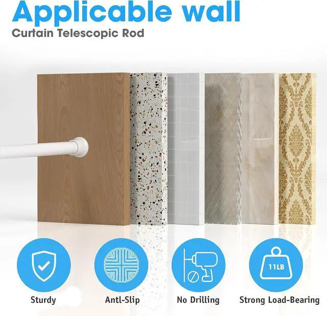 Alt view image 4 of 7 - MEXAU White Tension Curtain Rods18 to 36 In,Small Curtain Rods No Drilling | Short Tension Rod,Adjustable Spring Rod for Windows,Door,Closet,Kitchen,1 Pack,Spring Tension Curtain Rods Small