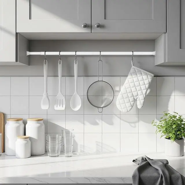 Alt view image 7 of 7 - MEXAU White Tension Curtain Rods18 to 36 In,Small Curtain Rods No Drilling | Short Tension Rod,Adjustable Spring Rod for Windows,Door,Closet,Kitchen,1 Pack,Spring Tension Curtain Rods Small