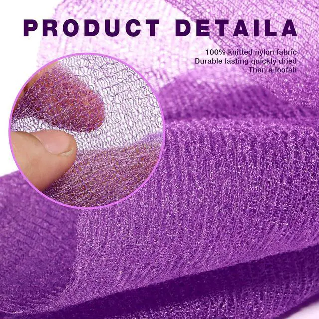 Alt view image 4 of 7 - 3 Pieces Exfoliating Washcloth Shower Towel African Net Sponge Japanese Wash Cloth Face Exfoliating Sponge Loofah Exfoliating Body Scrubber for Body Exfoliation