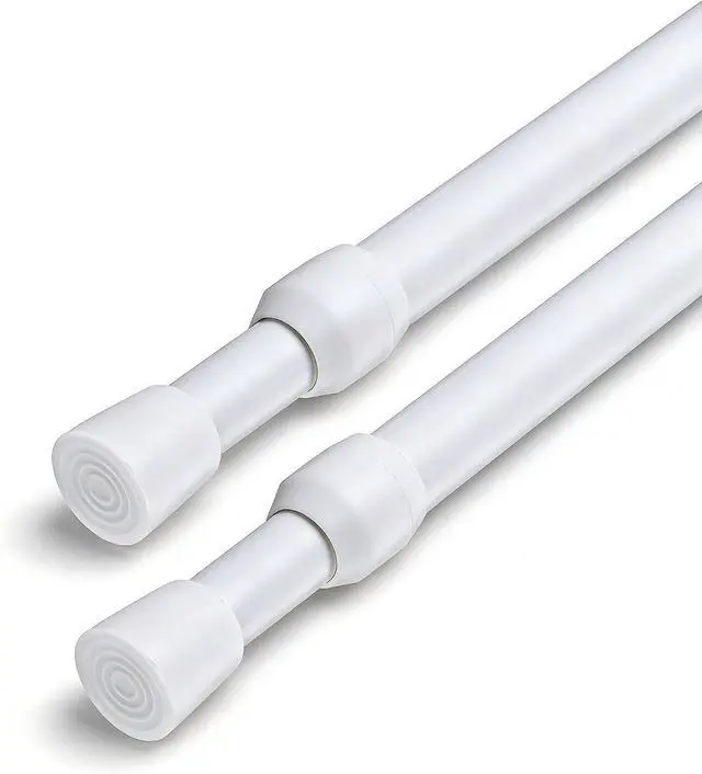 Main image of 2 Pack Spring Tension Curtain Rod Adjustable 28-43 Inches5/8" Diameter, White