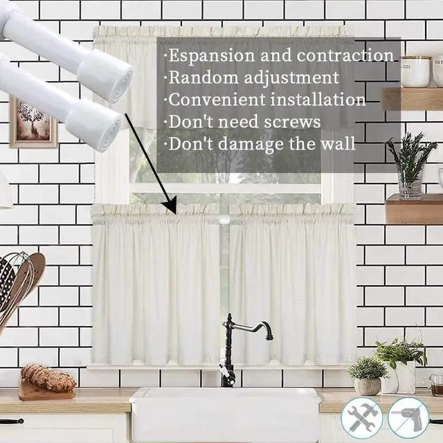 Alt view image 3 of 7 - 2 Pack Spring Tension Curtain Rod Adjustable 28-43 Inches5/8" Diameter, White