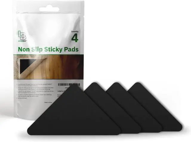 Alt view image 2 of 7 - Ledgebay Triangle Rug Gripper for Hardwood Floors, Rug Tape, 4 Pack | Adhesive Rubber Corner Pads, Low Profile Triangle Shape, for Hardwood, Laminate, Tile and Chair Mats