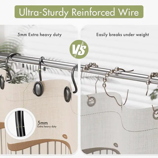 Alt view image 3 of 7 - AmazerBath Black Shower Curtain Hooks, 12PCS Rust Proof Shower Curtain Rings, Decorative Modern Shower Curtain Hangers, Elliptical Heavy Duty Design Convenient for Bathroom Kitchen Wardrobe
