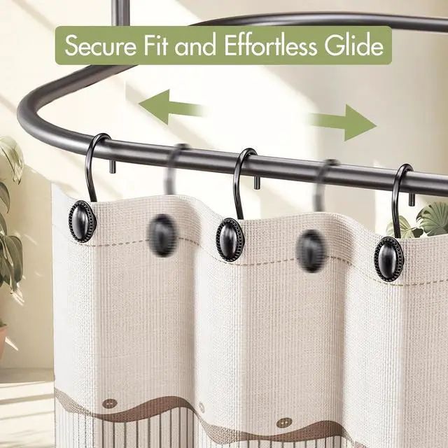 Alt view image 6 of 7 - AmazerBath Black Shower Curtain Hooks, 12PCS Rust Proof Shower Curtain Rings, Decorative Modern Shower Curtain Hangers, Elliptical Heavy Duty Design Convenient for Bathroom Kitchen Wardrobe