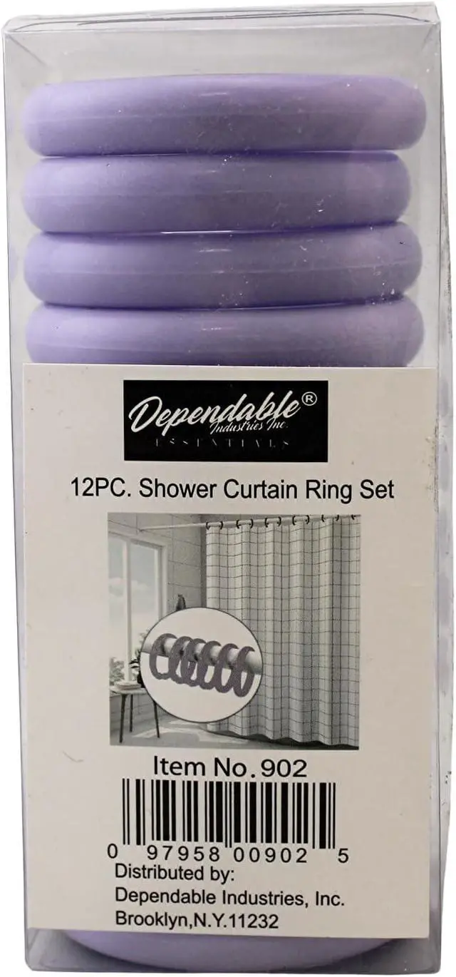 Alt view image 2 of 2 - 12 Piece Plastic Basic Locking Round Hook Easy Gliding Shower Curtain Rings Fits All Standard Size Shower Rods (Lavender)