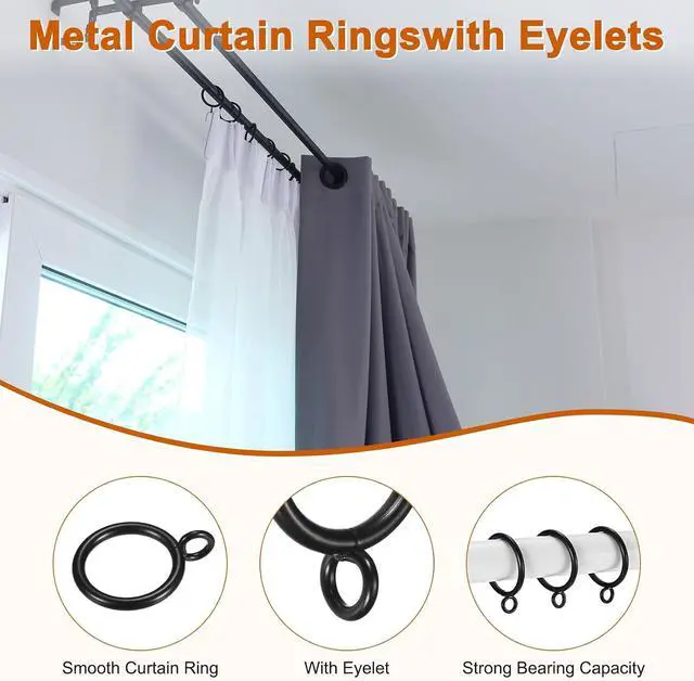 Alt view image 2 of 7 - M METERXITY 10-Pack Curtain Ring with Eyelet 1 Inch ID Fits Up to 3/4 Inch Curtain Rod Black Metal Drapery Rings for Sliding Window Bathroom Door Shower Rod