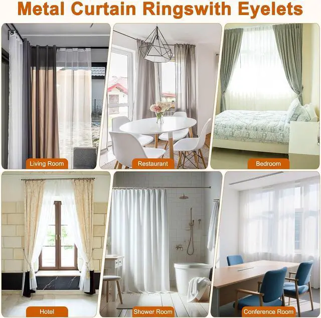 Alt view image 7 of 7 - M METERXITY 10-Pack Curtain Ring with Eyelet 1 Inch ID Fits Up to 3/4 Inch Curtain Rod Black Metal Drapery Rings for Sliding Window Bathroom Door Shower Rod