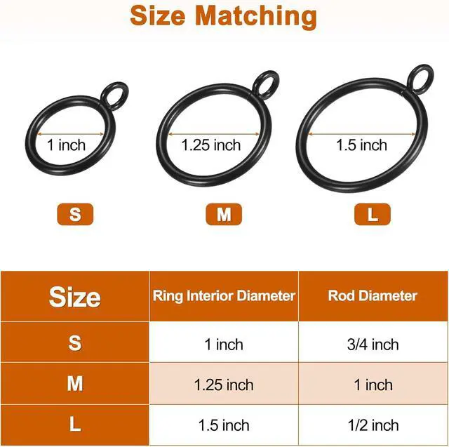 Alt view image 4 of 7 - M METERXITY 10-Pack Curtain Ring with Eyelet 1 Inch ID Fits Up to 3/4 Inch Curtain Rod Black Metal Drapery Rings for Sliding Window Bathroom Door Shower Rod