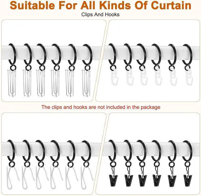 Alt view image 5 of 7 - M METERXITY 10-Pack Curtain Ring with Eyelet 1 Inch ID Fits Up to 3/4 Inch Curtain Rod Black Metal Drapery Rings for Sliding Window Bathroom Door Shower Rod