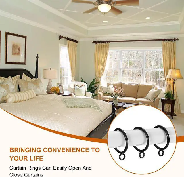 Alt view image 6 of 7 - M METERXITY 10-Pack Curtain Ring with Eyelet 1 Inch ID Fits Up to 3/4 Inch Curtain Rod Black Metal Drapery Rings for Sliding Window Bathroom Door Shower Rod