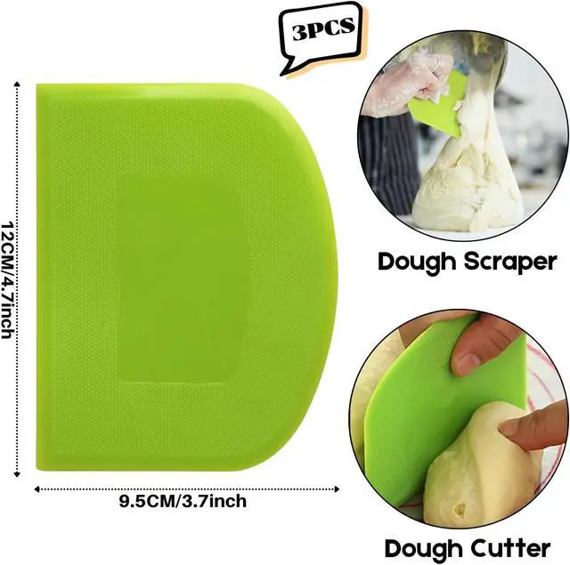 Alt view image 2 of 6 - SURDOCA Dough Scraper Bench Scraper - 3P 4.7x3.7" Plastic Flexible Bowl Scraper, Sharp Edge & Angles Cake Scraper. Non-Slip Bakeware Decorating Tools Sculpting & Modeling Tools - Pure White
