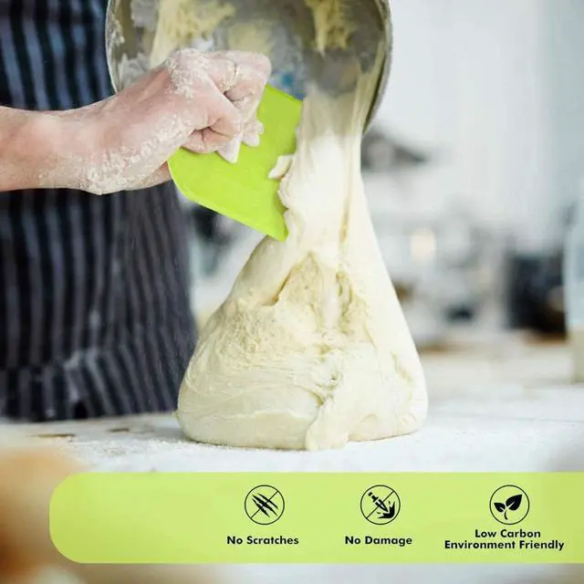 Alt view image 4 of 6 - SURDOCA Dough Scraper Bench Scraper - 3P 4.7x3.7" Plastic Flexible Bowl Scraper, Sharp Edge & Angles Cake Scraper. Non-Slip Bakeware Decorating Tools Sculpting & Modeling Tools - Pure White