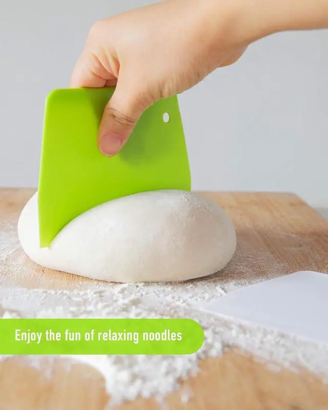 Alt view image 2 of 7 - (2PCS) Dough Scraper Bowl Scraper Food safe Plastic Dough Cutter Flexible Plastic Scraper Practical Bench Scraper Multipurpose Food Scrappers for Bread Dough Cake Fondant Icing