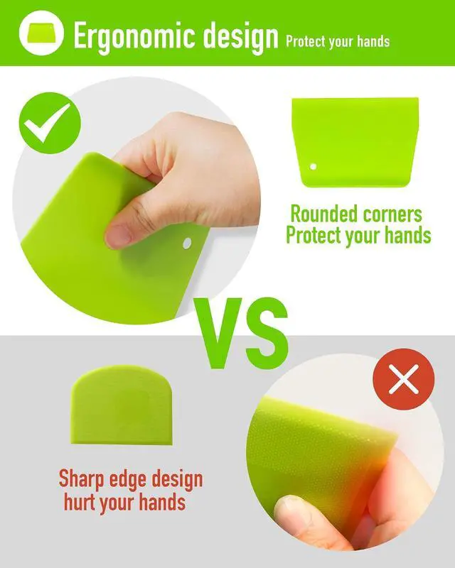 Alt view image 5 of 7 - (2PCS) Dough Scraper Bowl Scraper Food safe Plastic Dough Cutter Flexible Plastic Scraper Practical Bench Scraper Multipurpose Food Scrappers for Bread Dough Cake Fondant Icing