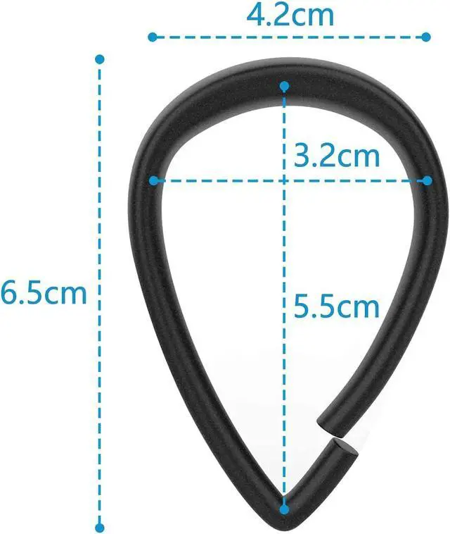 Alt view image 5 of 7 - Shower Curtain Rings, 12 Pcs Plastic Hooks Drop-Shape Rings Hook Hanger for Bathroom Shower Rod, Easy Snap Closure (Black)