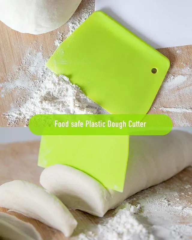Alt view image 6 of 7 - (2PCS) Dough Scraper Bowl Scraper Food safe Plastic Dough Cutter Flexible Plastic Scraper Practical Bench Scraper Multipurpose Food Scrappers for Bread Dough Cake Fondant Icing