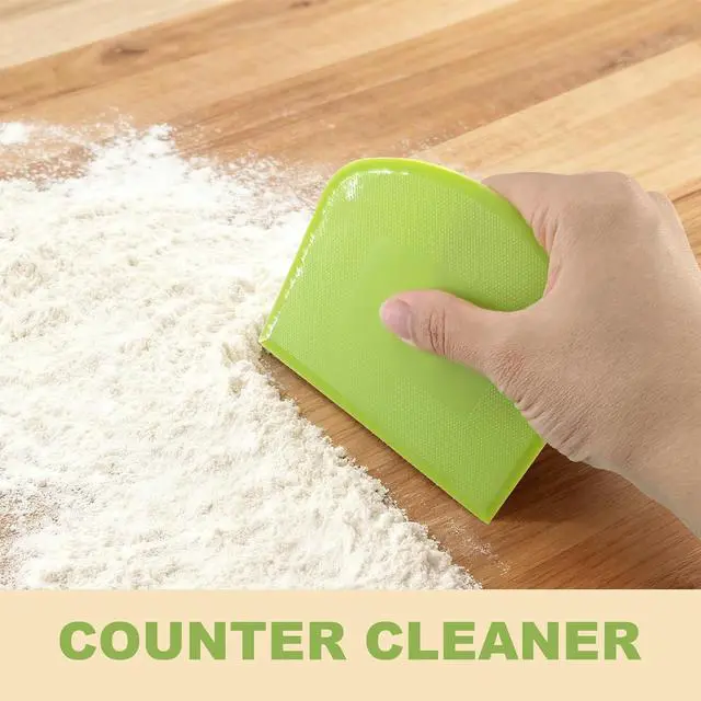 Alt view image 5 of 7 - 3-Piece Dough Scraper Set, 4.7x3.7 Inch Flexible Plastic Bowl and Bench Scrapers with Sharp Edges & Anti-Slip Grip for Baking, Pastry & Bread Making