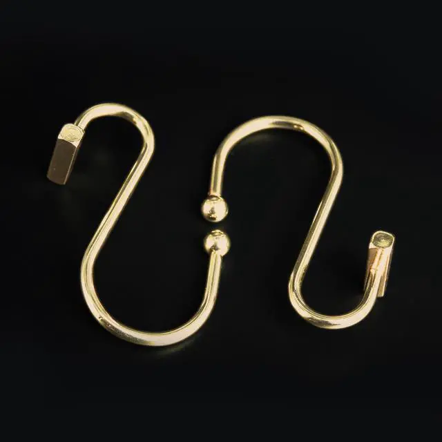 Alt view image 3 of 5 - Gracelife Shower Curtain Decorative Hook Modern Square T Bar Shape Shower Hooks Hangers Rust Proof Shower Curtain Rings for Bathroom (Gold)