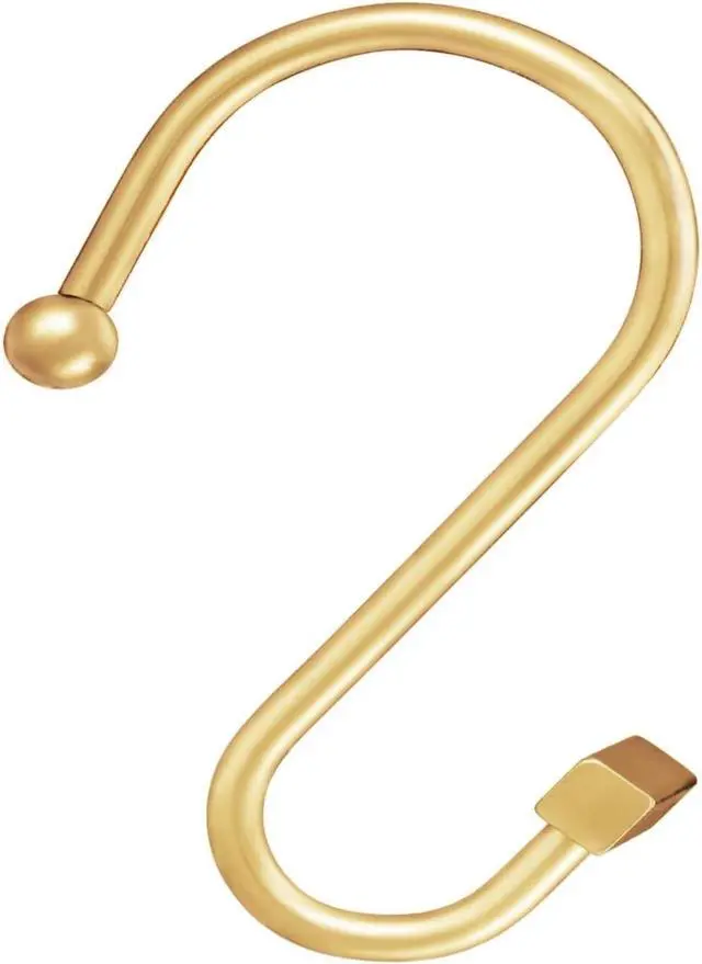 Alt view image 2 of 5 - Gracelife Shower Curtain Decorative Hook Modern Square T Bar Shape Shower Hooks Hangers Rust Proof Shower Curtain Rings for Bathroom (Gold)