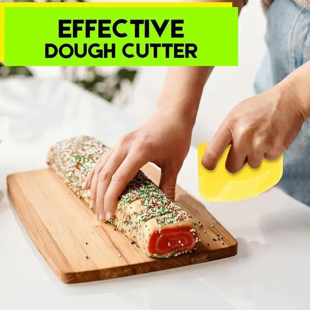 Alt view image 7 of 7 - Hard Bench Scraper Dough Scraper - SURDOCA 5.31x3.64'' BPA Free PP Plastic Pastry Bread Baking Making Tools, Cake Bowl Pastry Baking Supplies Cake Dough Fondant Icing Smoother, Green+Pink+White