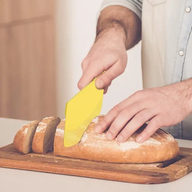 Alt view image 6 of 6 - Hard Dough Scraper 4 PCs PP Plastic Bench Scraper Food Scraper | Bowl Scraper,BPA Free Food-Safe,Multipurpose,Dough Cutter for Pastry Bake Cake Pizza,Bread Making, White, Green, Yellow, Pink