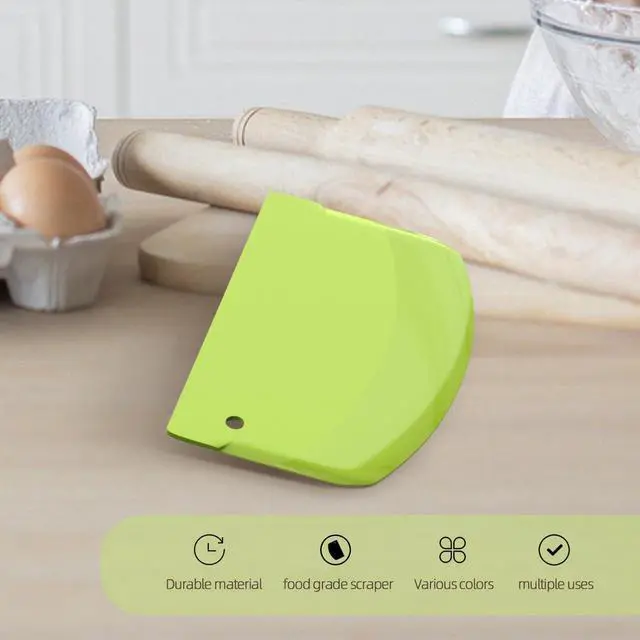 Alt view image 4 of 6 - Hard Dough Scraper 4 PCs PP Plastic Bench Scraper Food Scraper | Bowl Scraper,BPA Free Food-Safe,Multipurpose,Dough Cutter for Pastry Bake Cake Pizza,Bread Making, White, Green, Yellow, Pink