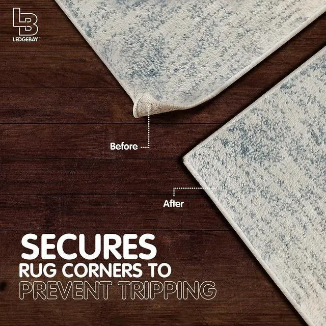 Alt view image 5 of 7 - Ledgebay Triangle Rug Gripper for Hardwood Floors, Rug Tape, 4 Pack | Adhesive Rubber Corner Pads, Low Profile Triangle Shape, for Hardwood, Laminate, Tile and Chair Mats