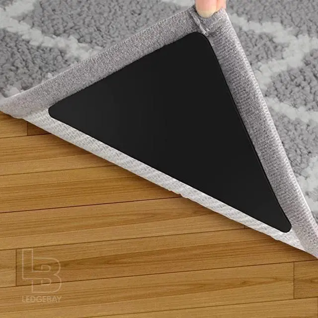 Alt view image 4 of 7 - Ledgebay Triangle Rug Gripper for Hardwood Floors, Rug Tape, 4 Pack | Adhesive Rubber Corner Pads, Low Profile Triangle Shape, for Hardwood, Laminate, Tile and Chair Mats