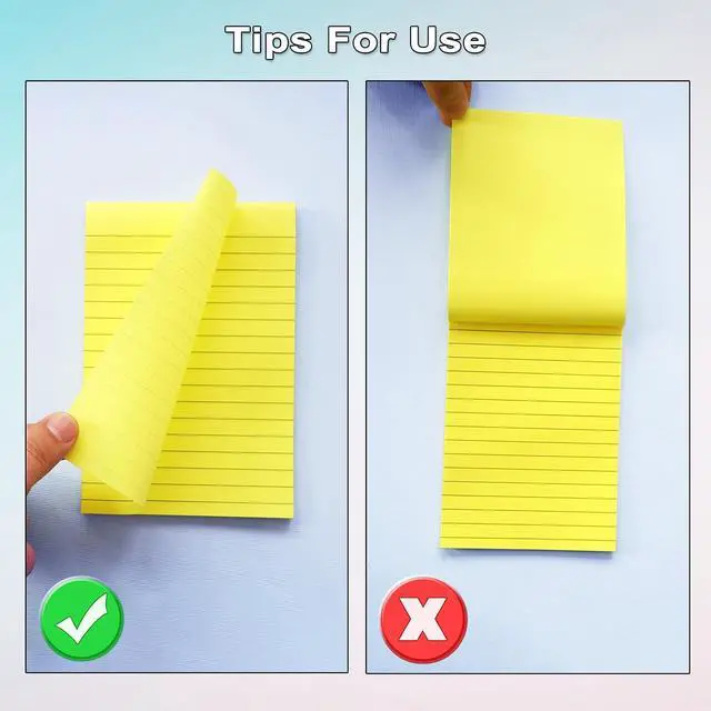 Alt view image 5 of 7 - HQCME 9 Pack Lined Sticky Notes with Lines 4X6 in, 9 Pastel Slef-Stick Pads | Large Ruled Sticky Note Pads Colorful Super Sticking Power Notepads, Easy to Post for Office, School, Home, 35 Sheets/Pad
