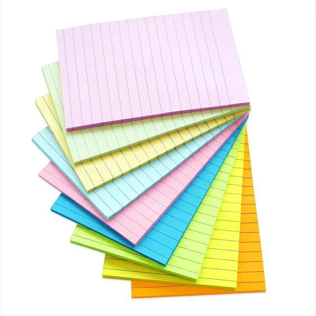 Alt view image 7 of 7 - HQCME 9 Pack Lined Sticky Notes with Lines 4X6 in, 9 Pastel Slef-Stick Pads | Large Ruled Sticky Note Pads Colorful Super Sticking Power Notepads, Easy to Post for Office, School, Home, 35 Sheets/Pad