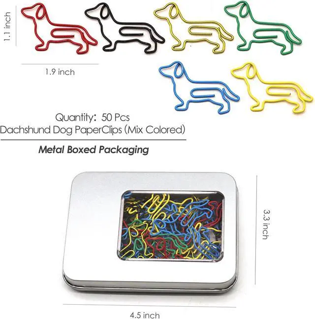 Alt view image 2 of 5 - 50 Pcs Cute Dachshund Dog Paper Clips, Dachshund Gifts for Women | Dachshund Office Supplies for Planners, Notebooks, Coworkers and Teachers