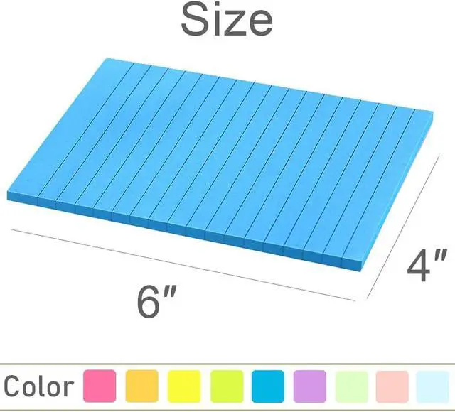 Alt view image 3 of 7 - (18 Pack) Lined Sticky Notes 4x6 in,Bright Large Notepads with Lines | Ruled Stickies Super Sticking Power,Office School Memo Note Pads,Post on Windows Doors,Recyclable,Easy to Write on